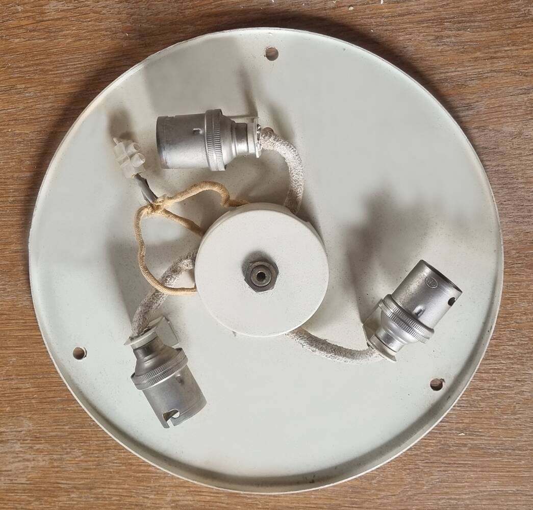 Large vintage Lucien Gau crystal and brass ceiling light