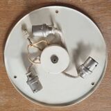 Large vintage Lucien Gau crystal and brass ceiling light