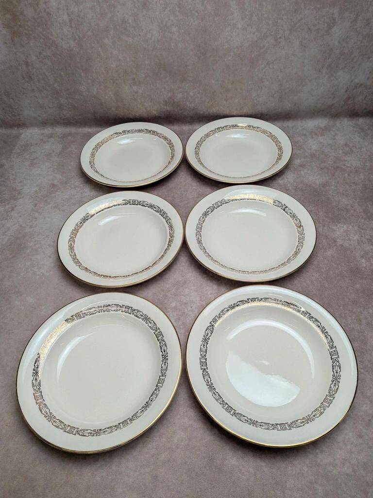 Lot de 6 assiettes creuses Villeroy & Boch – décor doré vintage