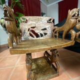 African tribal ensemble of 4 pieces of furniture for dignitaries of the Kingdom of Dahomey, Benin.
