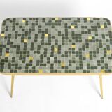 Beautiful Mid Century Modern brass side table with mosaic surface by Münche
