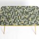 Beautiful Mid Century Modern brass side table with mosaic surface by Münche