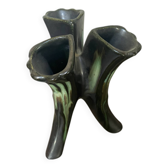 Vase vintage tripode céramique soliflore ancien