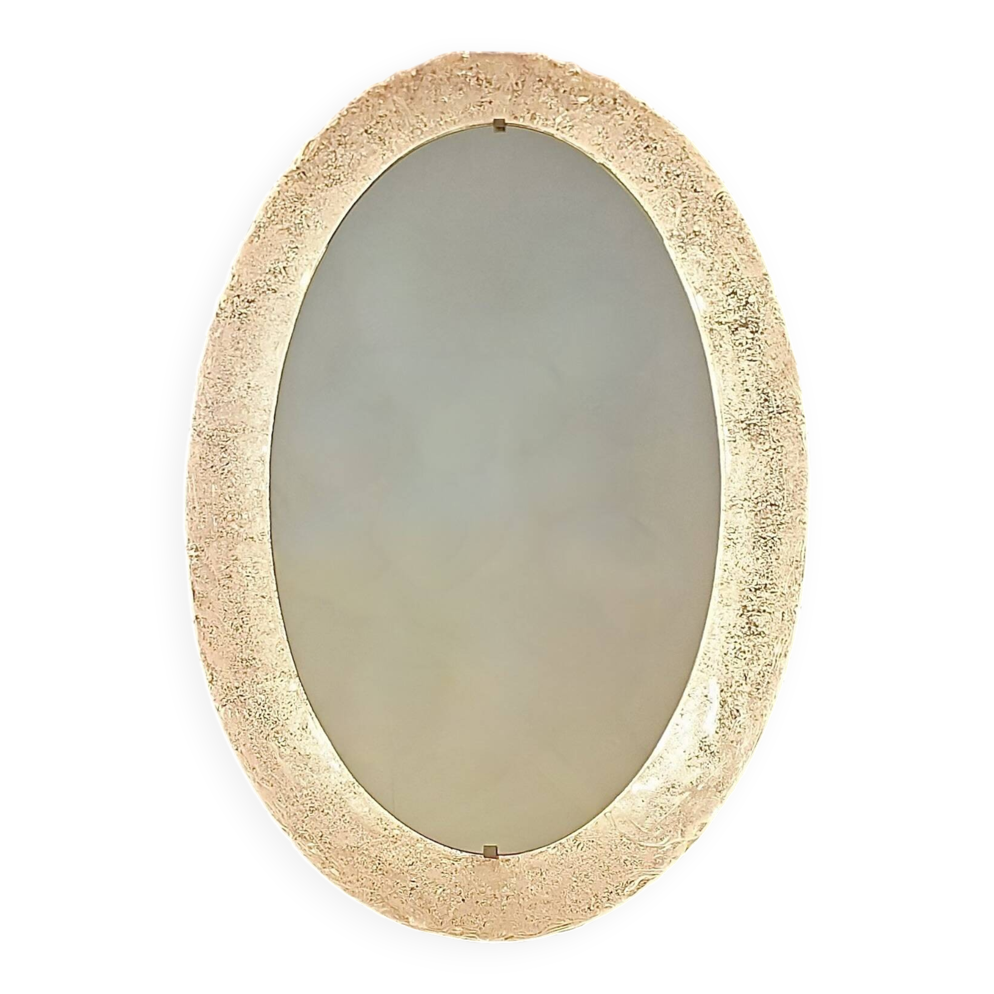Erco large oval wall light with mirror in melted ice acrylic, 1970s