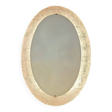Erco large oval wall light with mirror in melted ice acrylic, 1970s