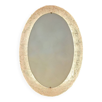 Erco large oval wall light with mirror in melted ice acrylic, 1970s
