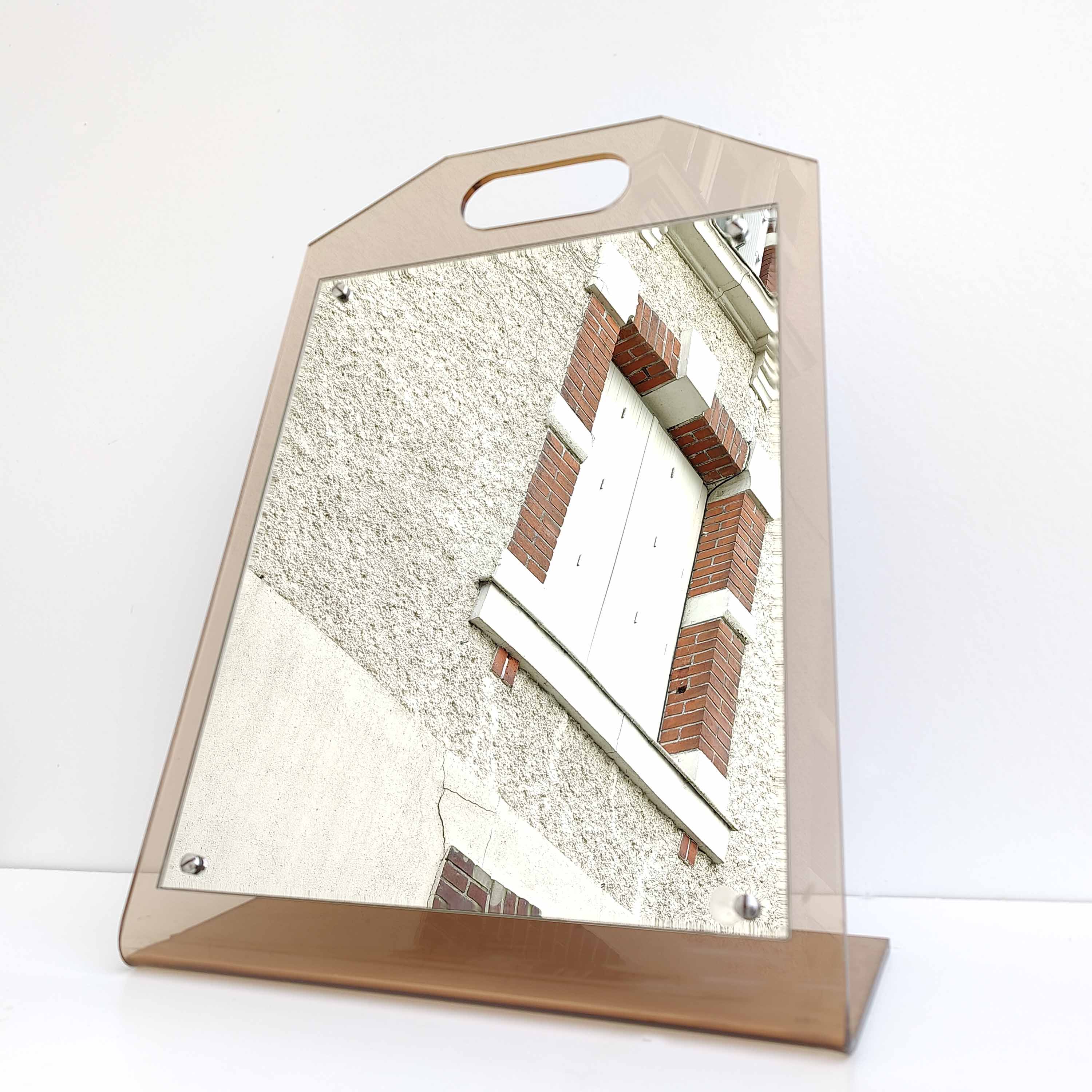 Mirror dressing table inclined plexiglass 70s trapezoid shape