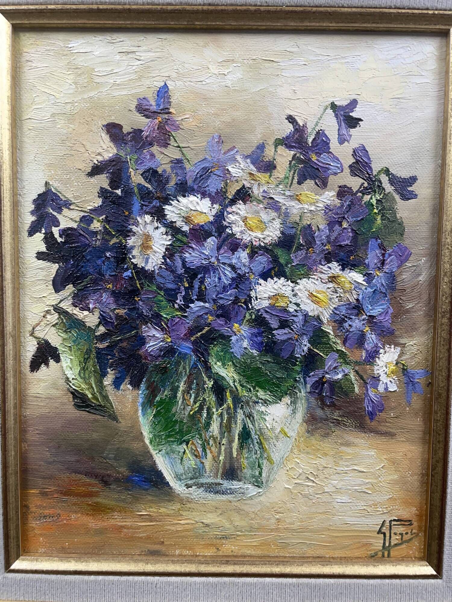 Oil on canvas signed paget, vase au bouquet