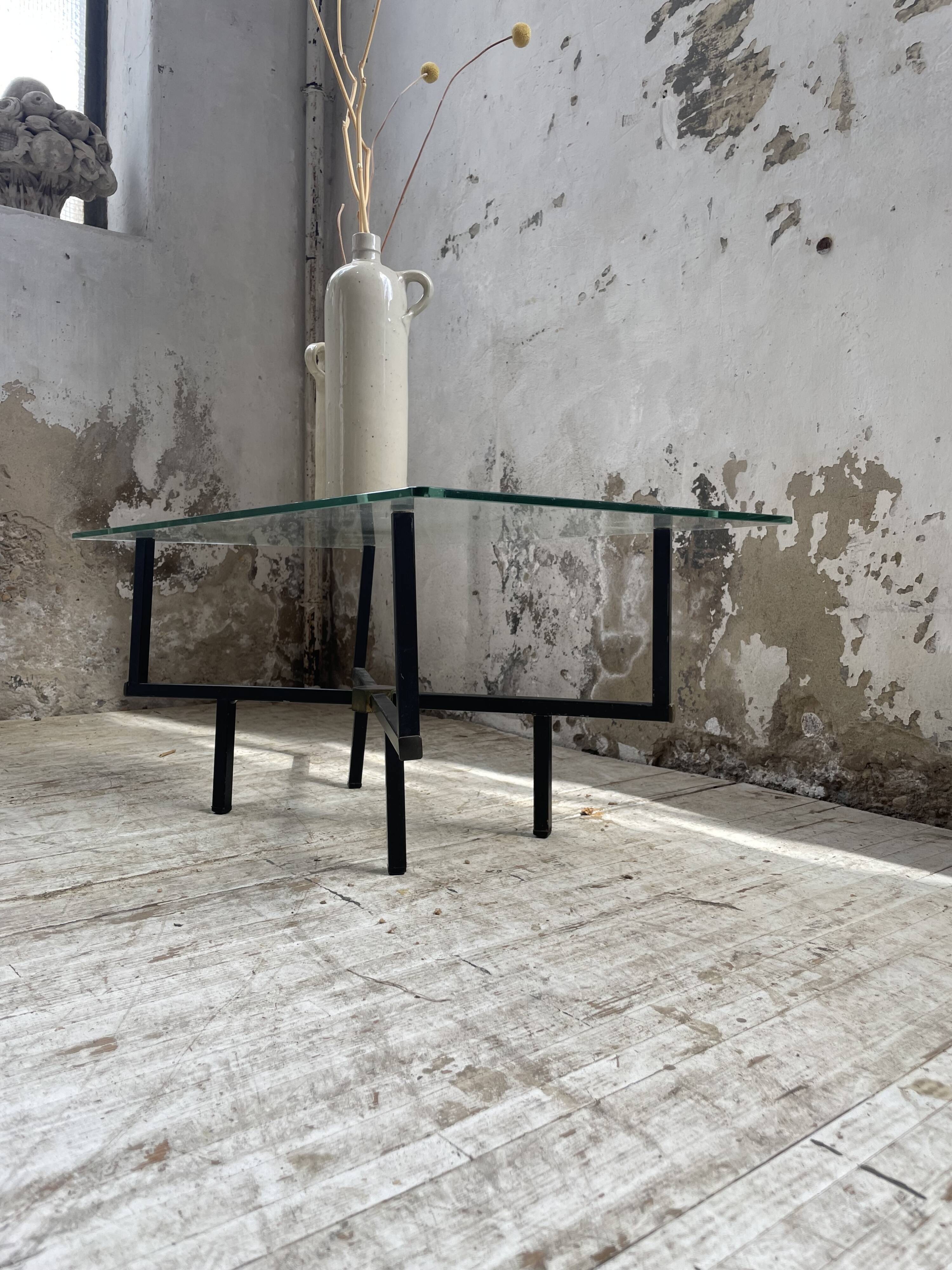 60s glass coffee table