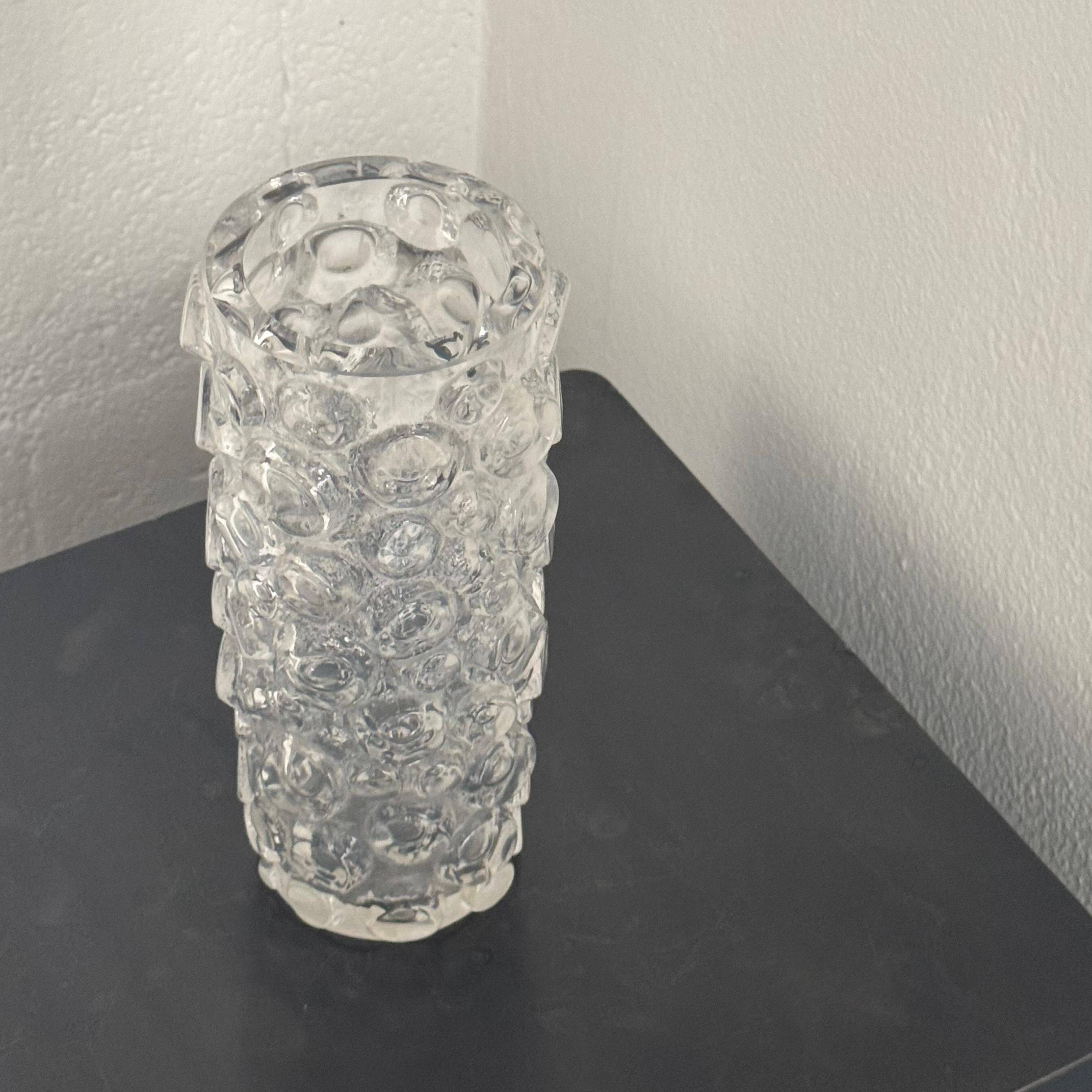 Clear decorative Vase sculpture with spikes, glass vase