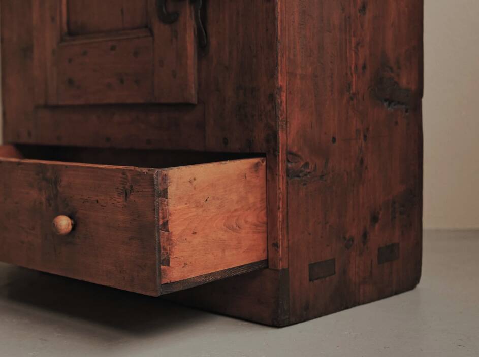 Mountain furniture in pine and larch, Folk art, Savoie, 19th century