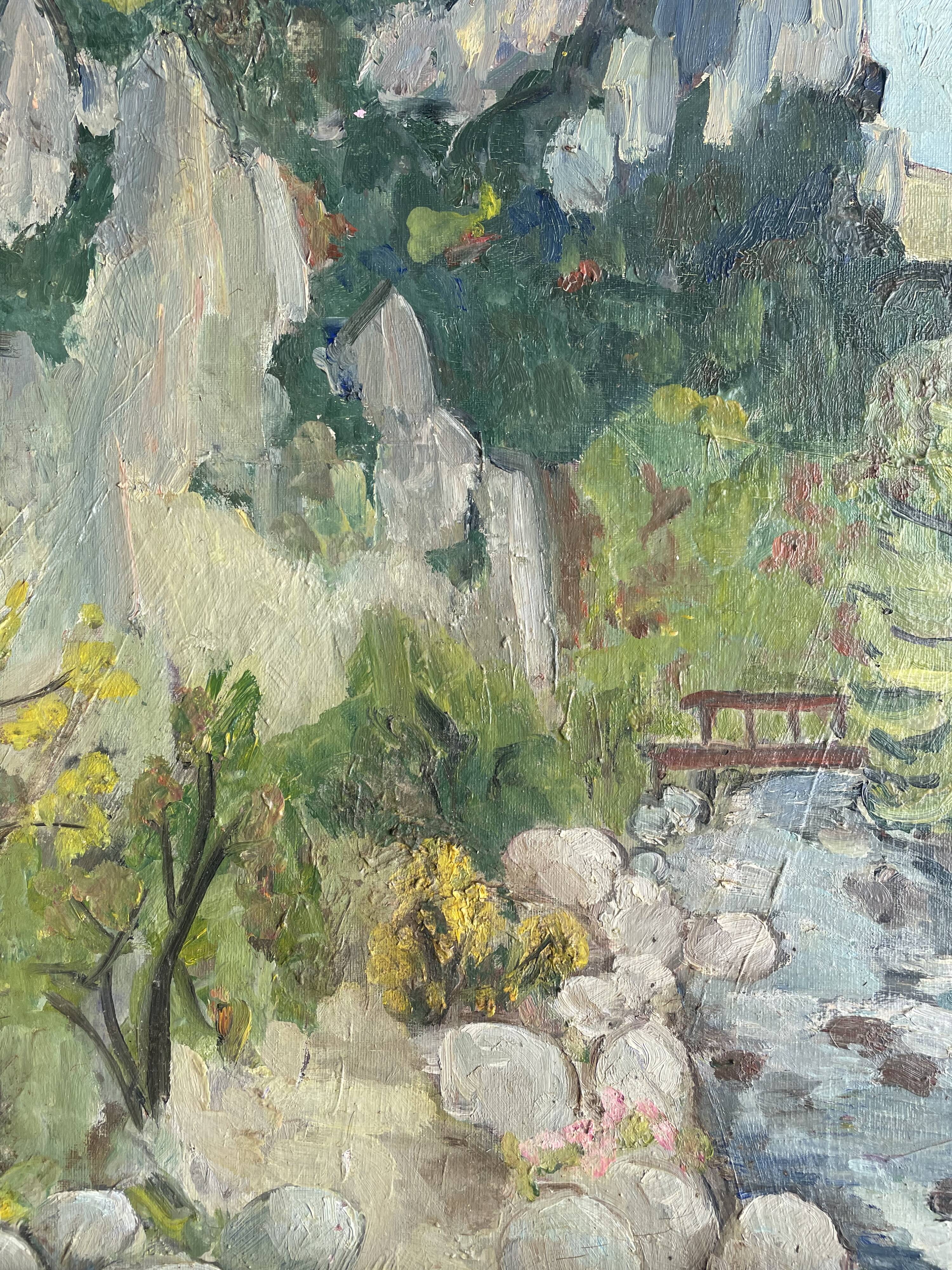 Paysage à l’huile post-impressionniste signé F. Gill