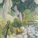 Paysage à l’huile post-impressionniste signé F. Gill