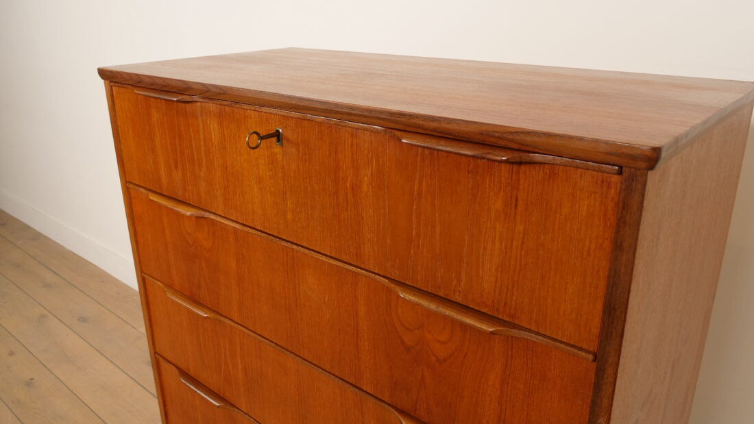 Commode vintage | Teck | 6 tiroirs | 121 cm
