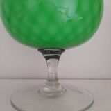 Beau vase cognac vert en opaline italienne