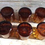 Series of 6 amber glasses