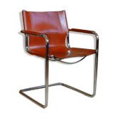 Fauteuil tubulaire en cuir véritable