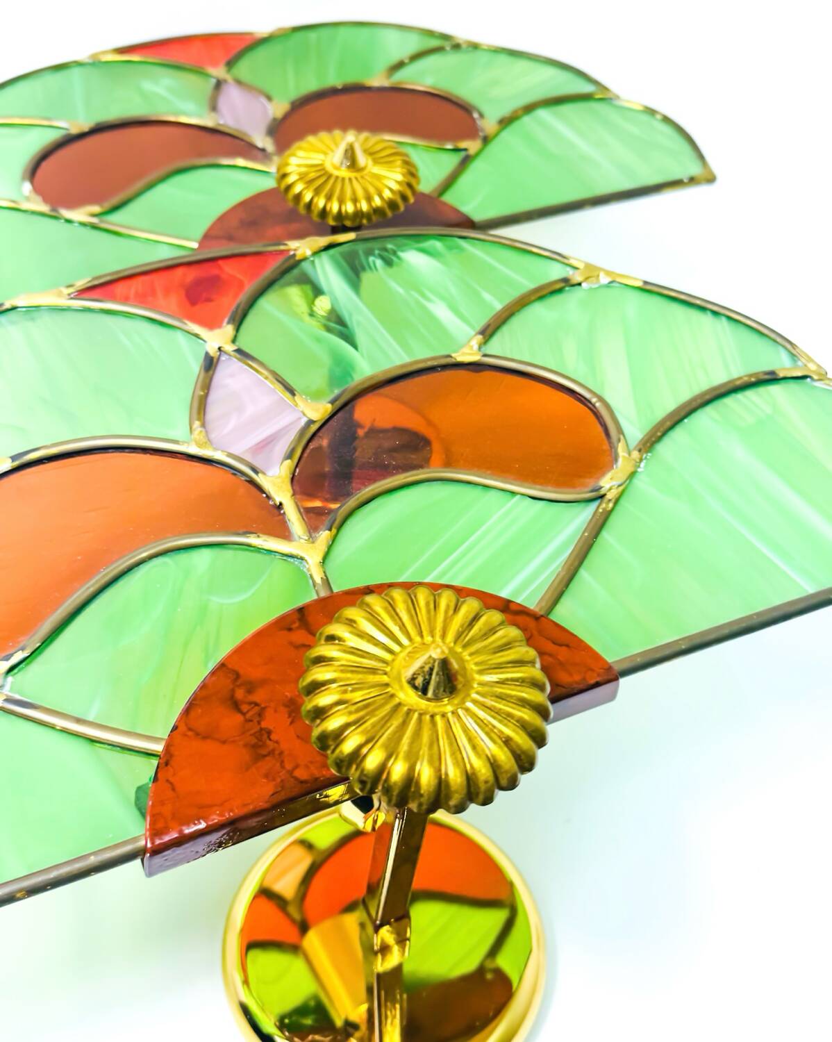 Pair of stained glass wall sconces