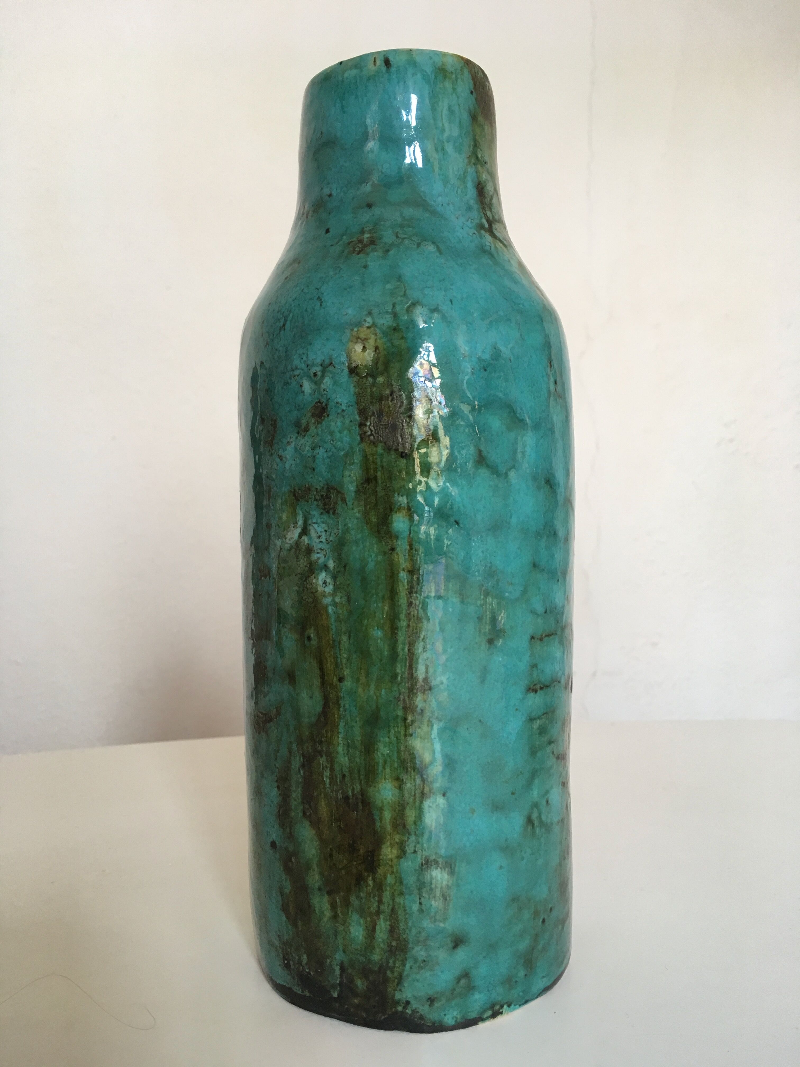 Ceramic vase in enamelled earthenies 60s