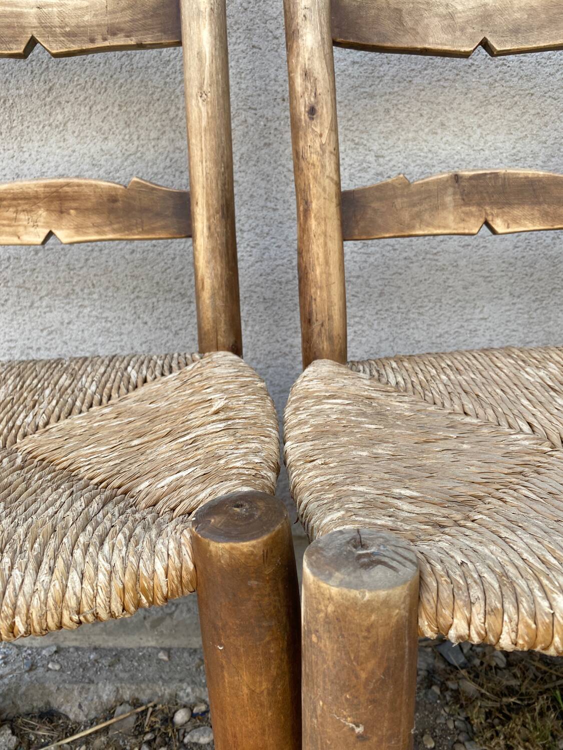 Two country straw chairs