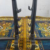 Paire de chenets anciens landiers en fer forgé estampillés