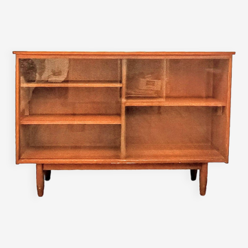 Mid Century Small Sideboard With Sliding Glass Doors