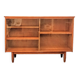 Mid Century Small Sideboard With Sliding Glass Doors