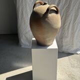 Very large beige jar with 2 handles H49