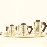 Art Deco Silver-Plated Tee or Coffee Set With Matching Tray, France, 1930s