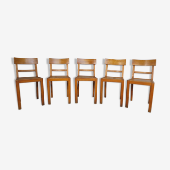 Set de 5 chaises bistrot années 40