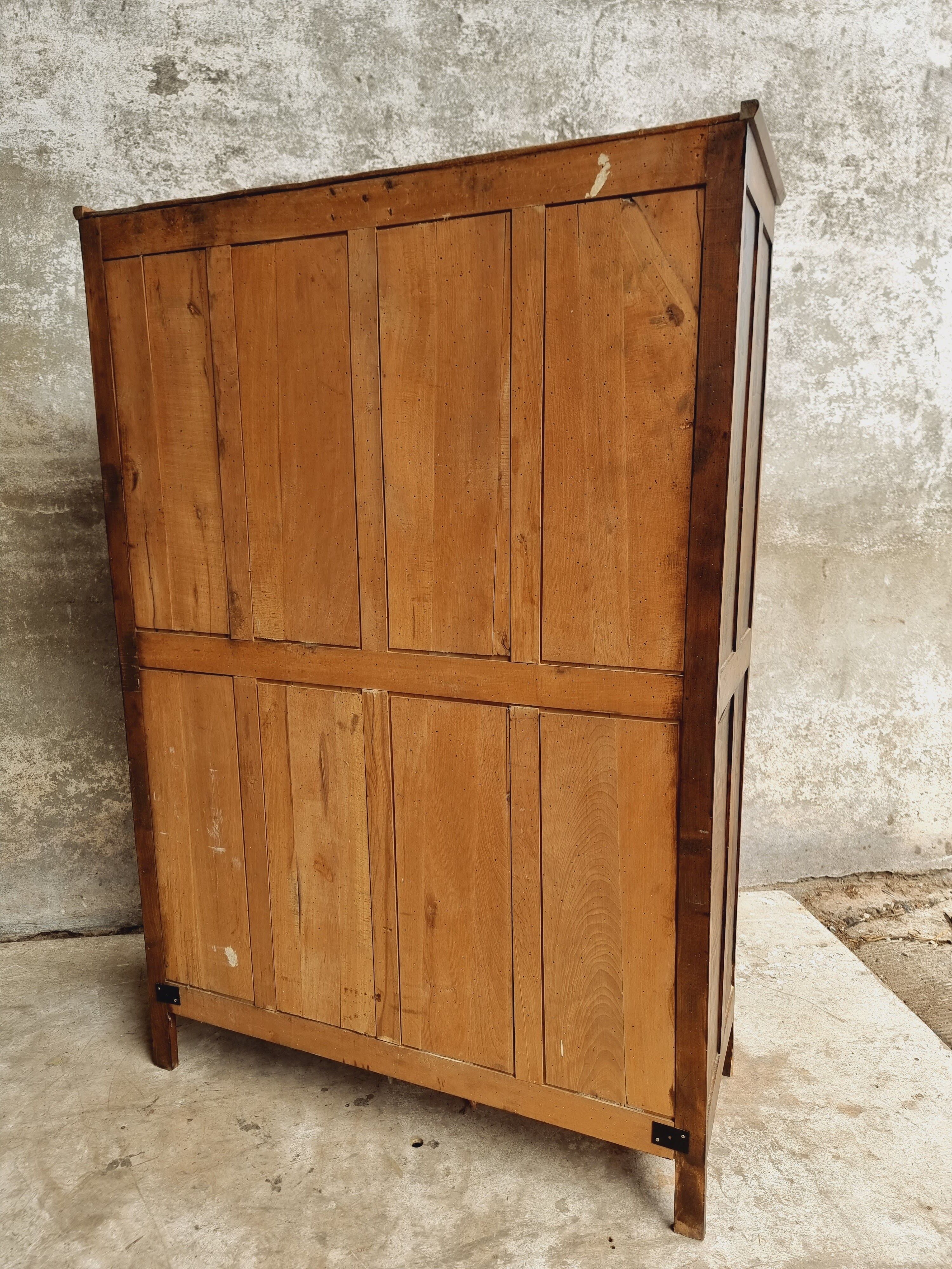 Old wardrobe linen cabinet beech wood