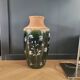 Vase de sol West Germany 7901-45 vert à motifs fleurs peints