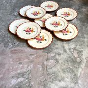 10 hand-painted Longchamp dessert plates, service "Agen" 1950s'