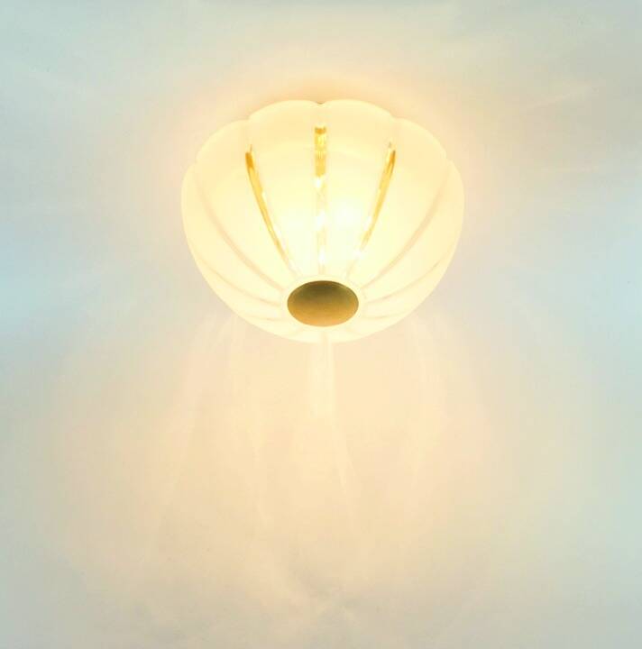 Very Large Space Age Glass & Brass Ceiling Light from Limburg, Germany, 70s