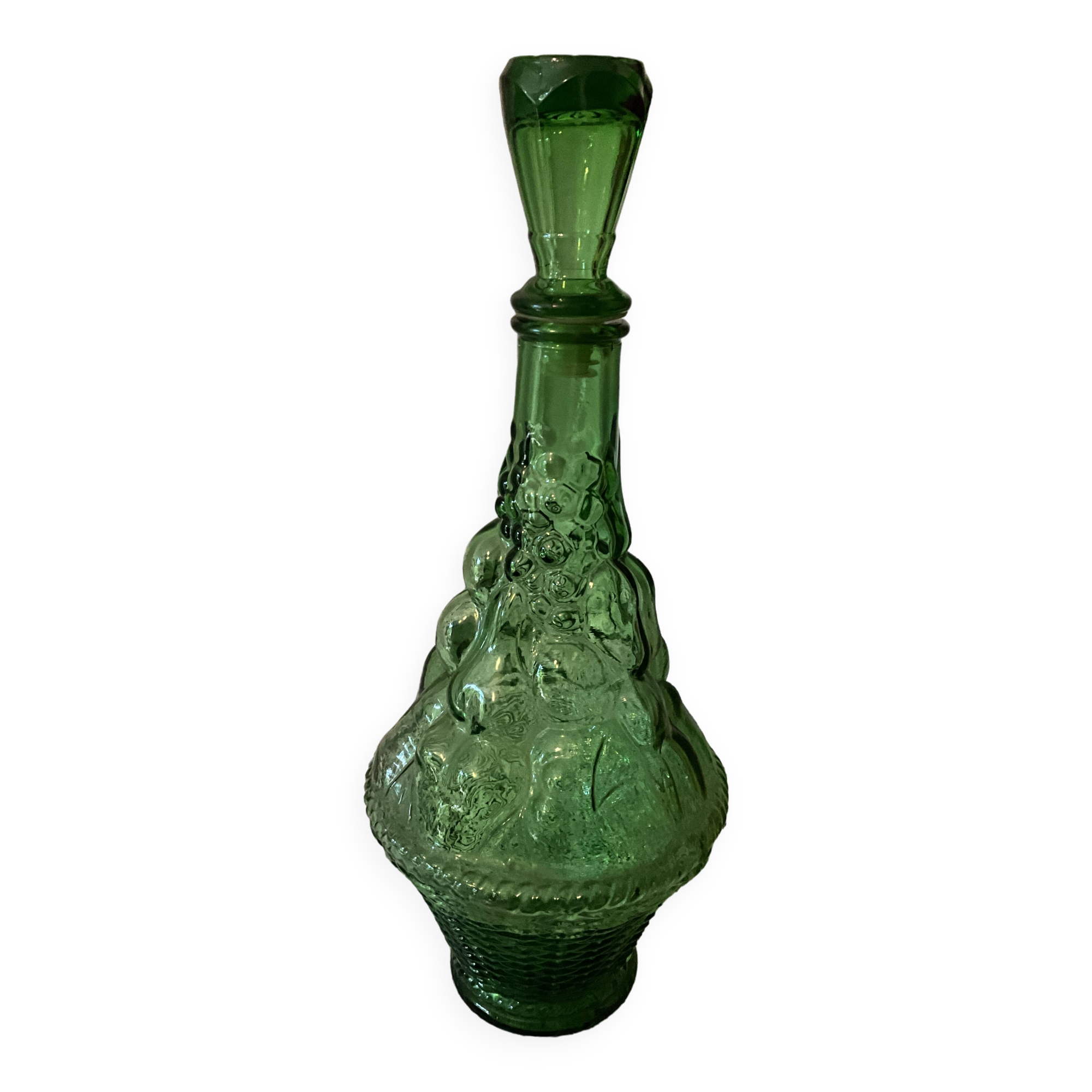 Italian glass carafe bottle, green Empoli