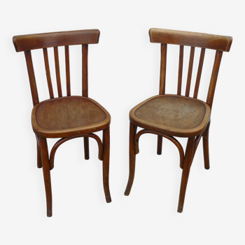 Paire de chaises bistrots vintage 1930 à dossier ergonomique