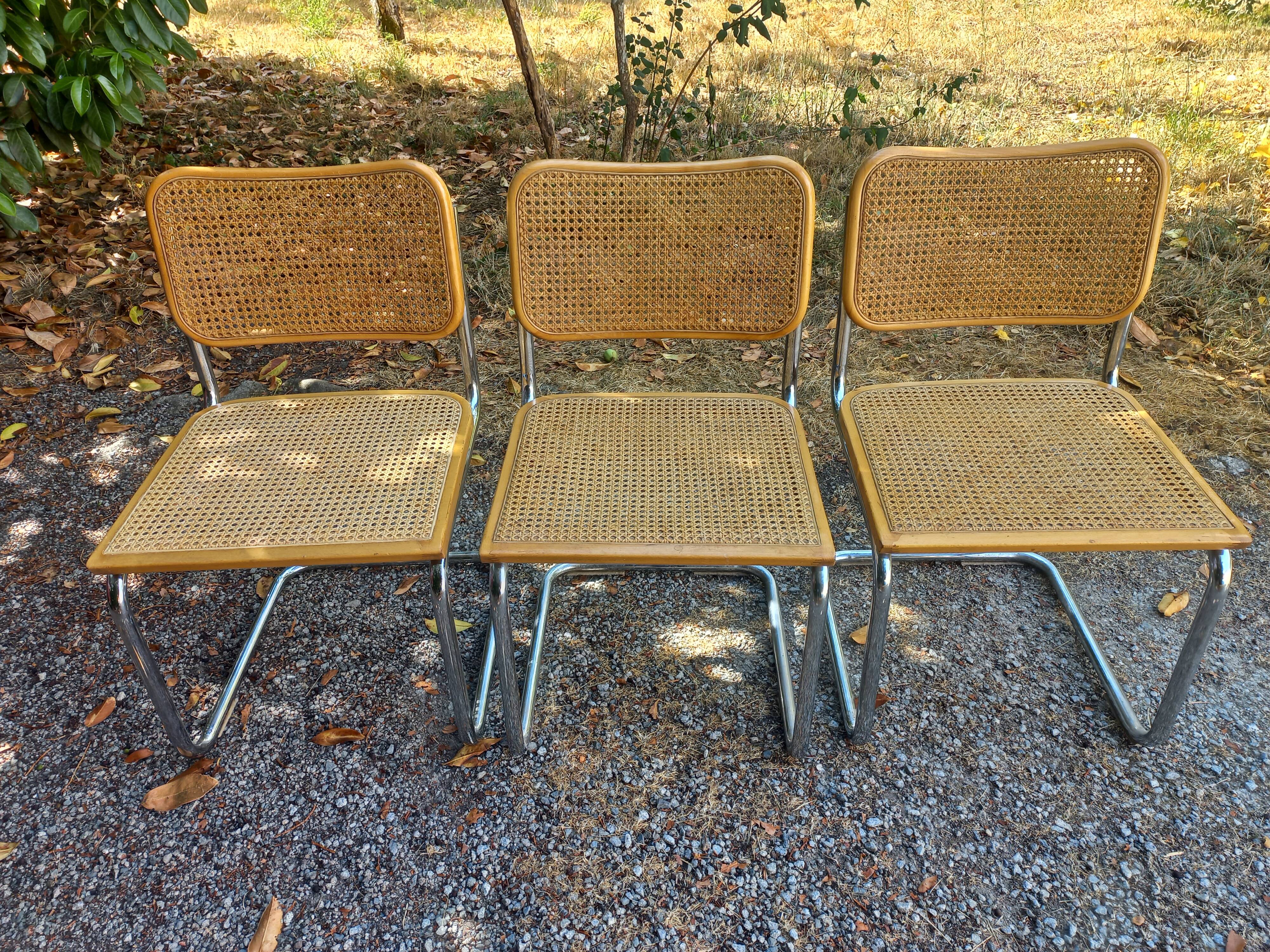 Set of 3 Cesca B32 chairs by Marcel Breuer