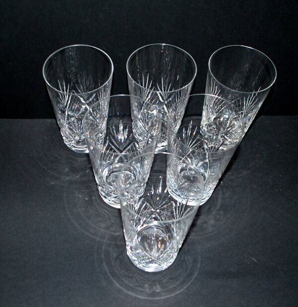 Lot de 6 verres à jus gobelet longdrink Junon cristal de Lorraine Lemberg DlG Chantilly Saint-Louis