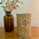 Range bottle in rattan and vintage metal
