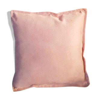 Coussin carré en velours rose pâle