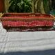 Basket in rattan or Wicker and vintage red gingham fabrics