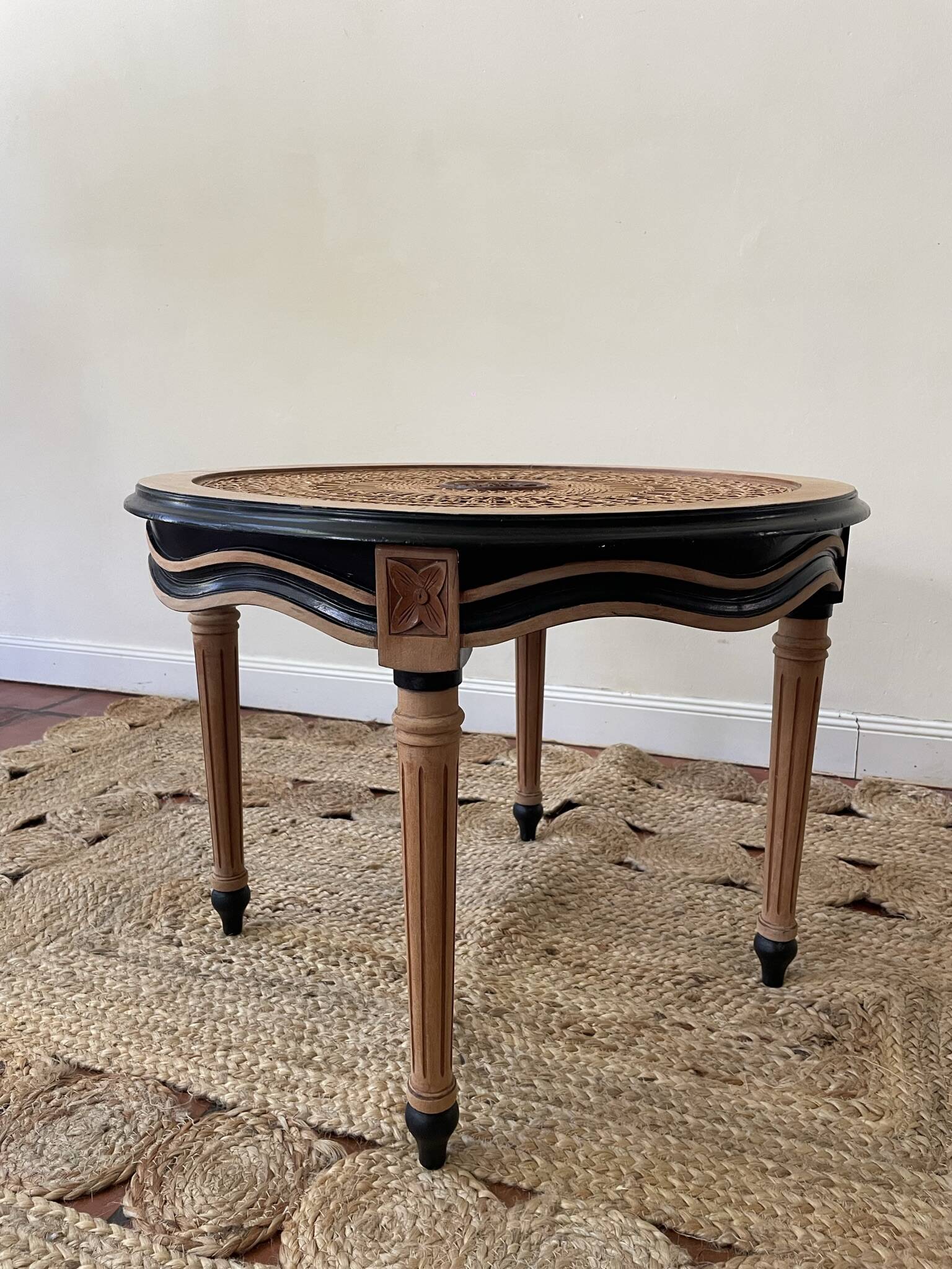 Round cane coffee table
