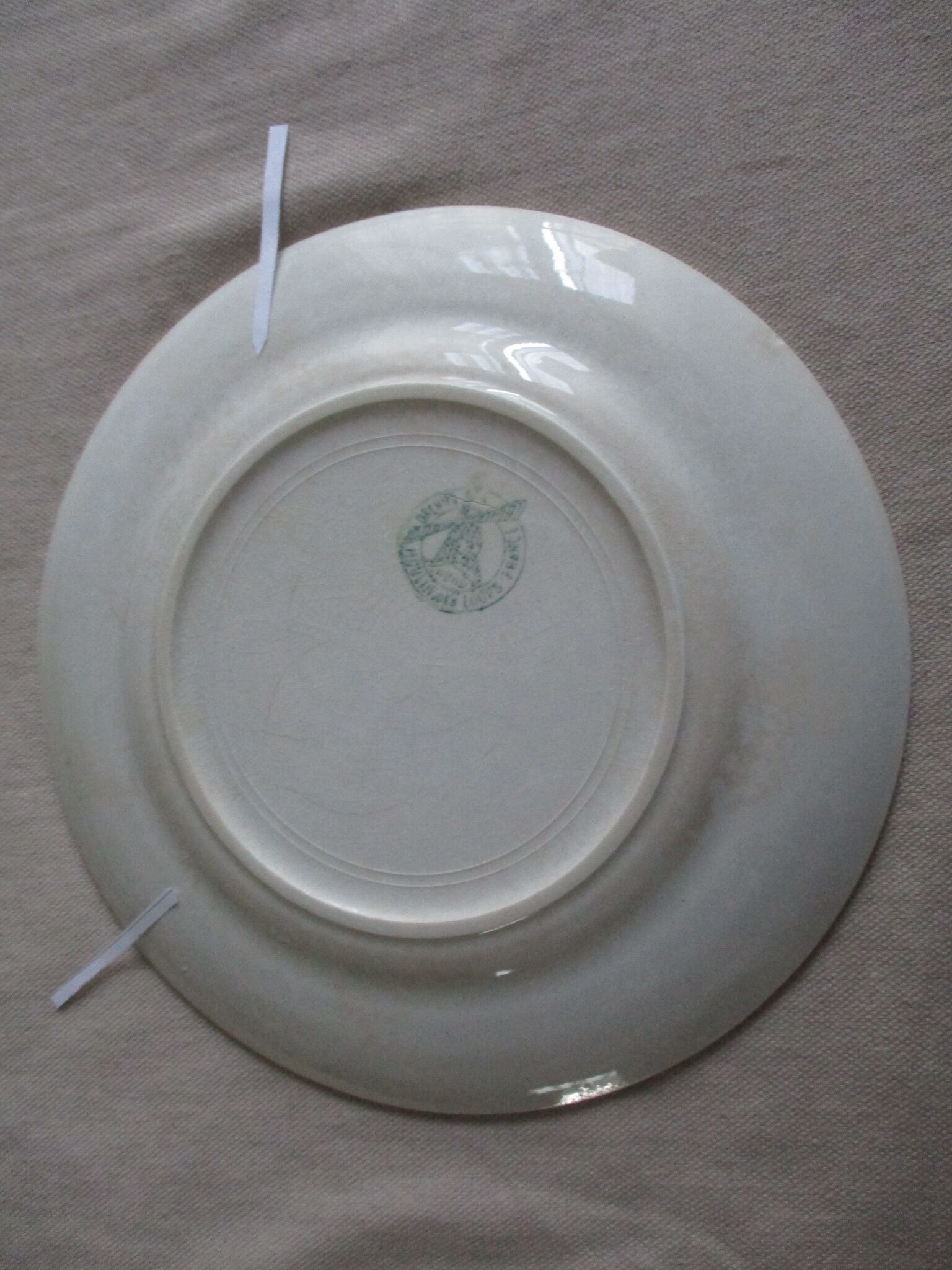 4 plates dessert Moulin des loups Orchies green tiles