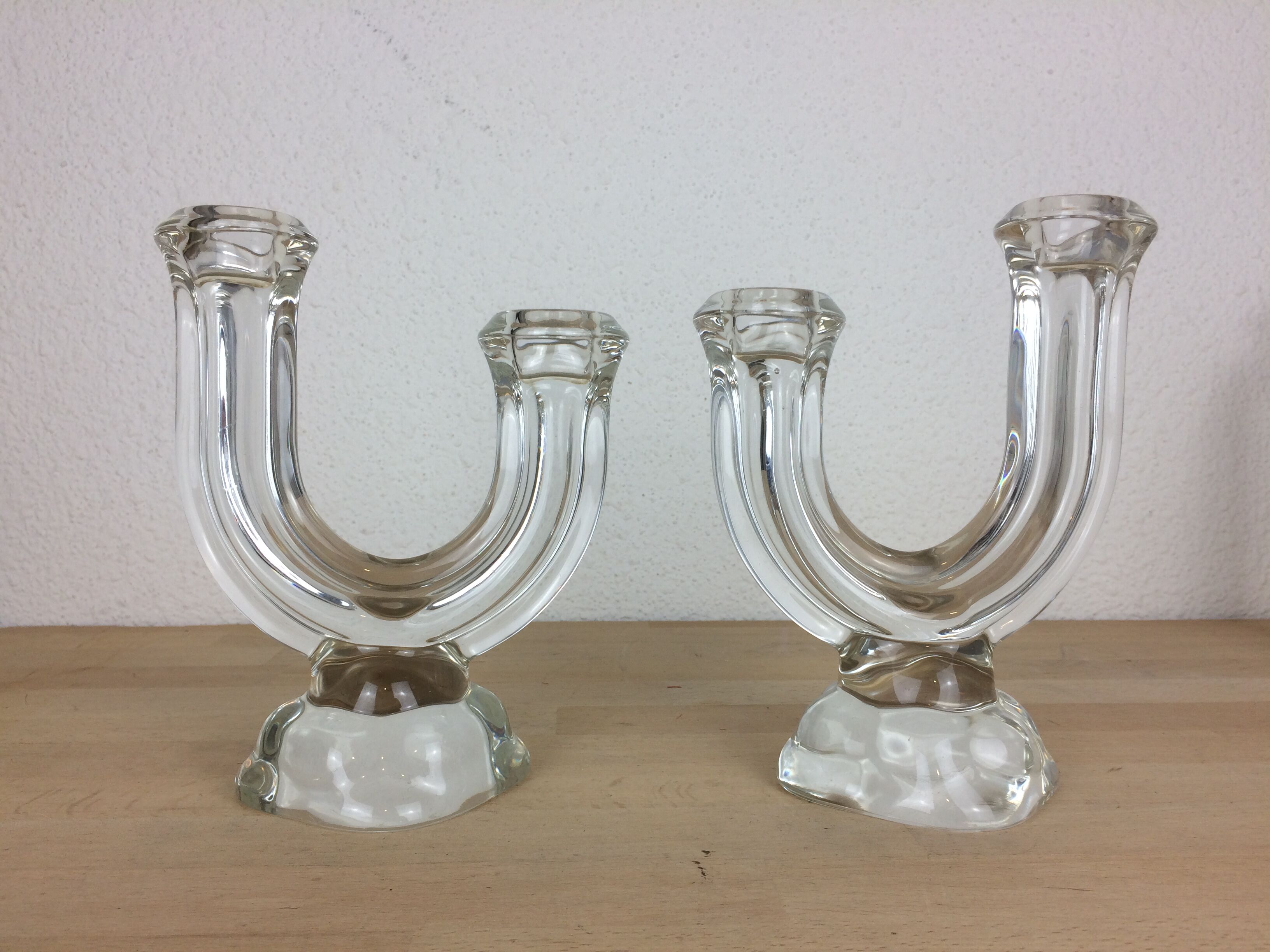 Pair of Vannes crystal candle holders