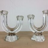 Pair of Vannes crystal candle holders