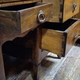 Antique curved secretary desk, Louis XV style, made of solid wood and marquetry.
