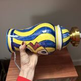 Lampe à poser motifs poissons globe en verre plissé