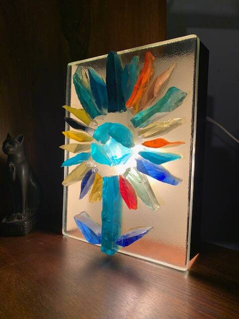 70s glass paste wall lamp