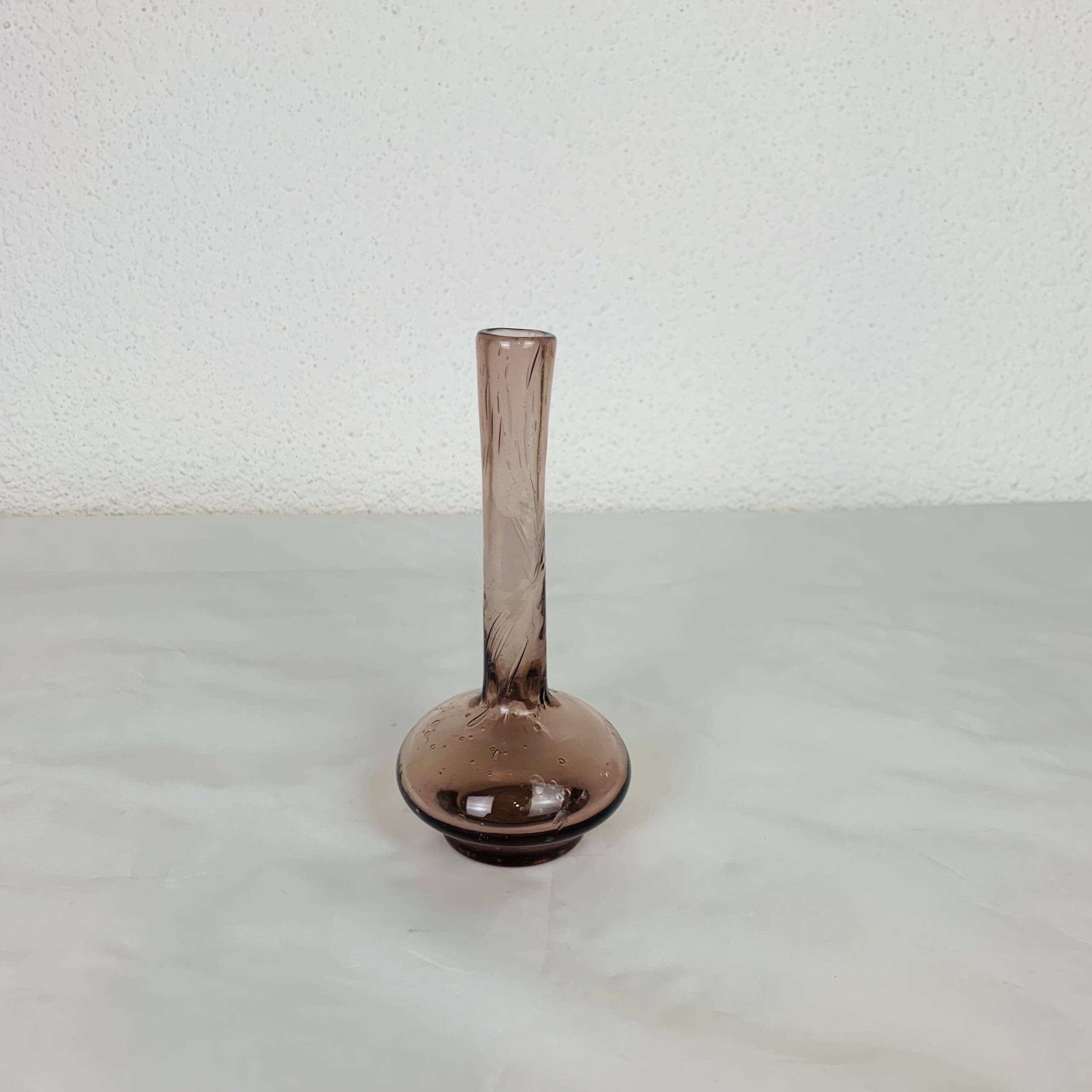 Purple bubble glass soliflore vase, Biot