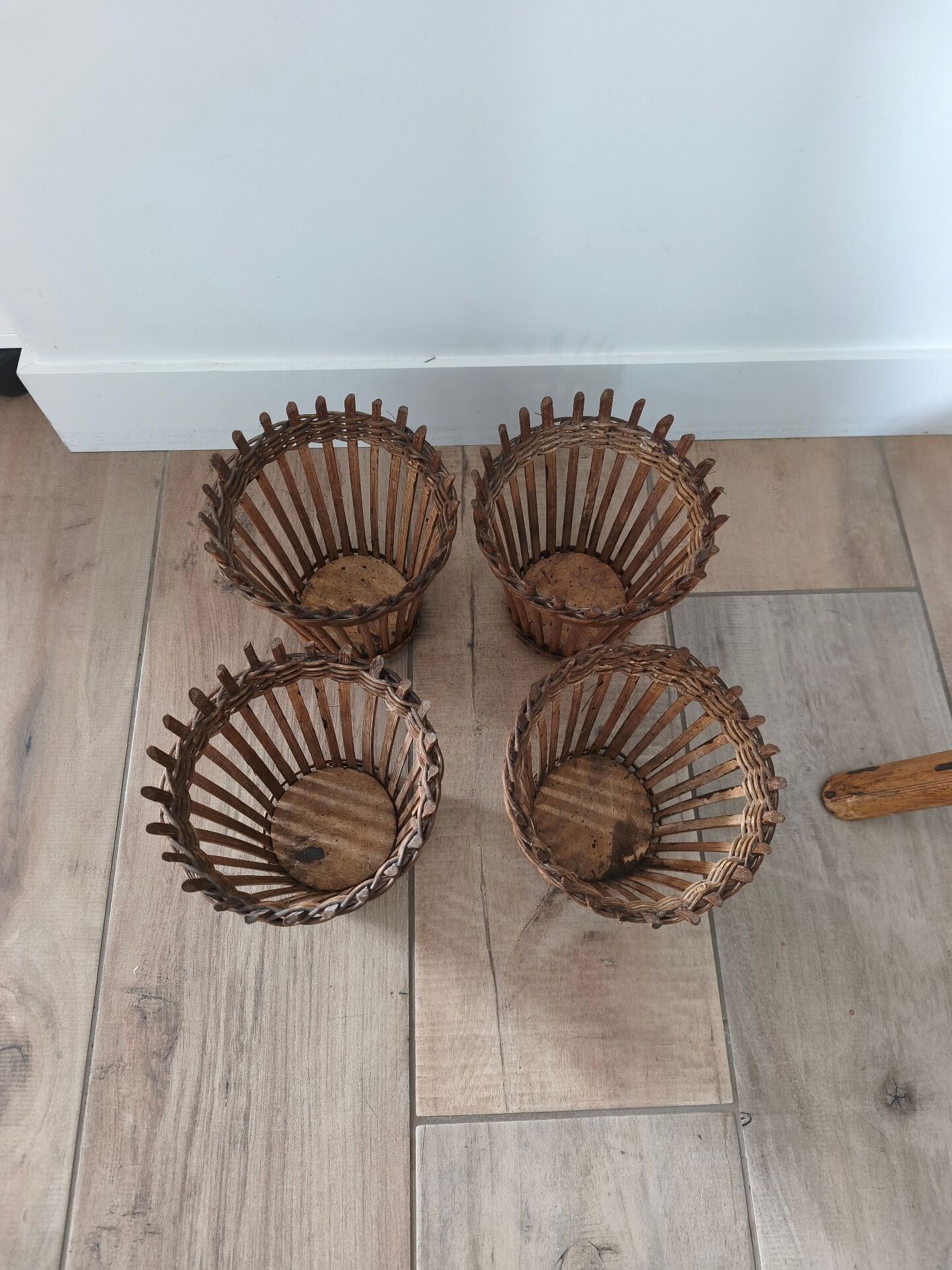 Vintage serpent plant stand in rattan and bamboo - 1960s